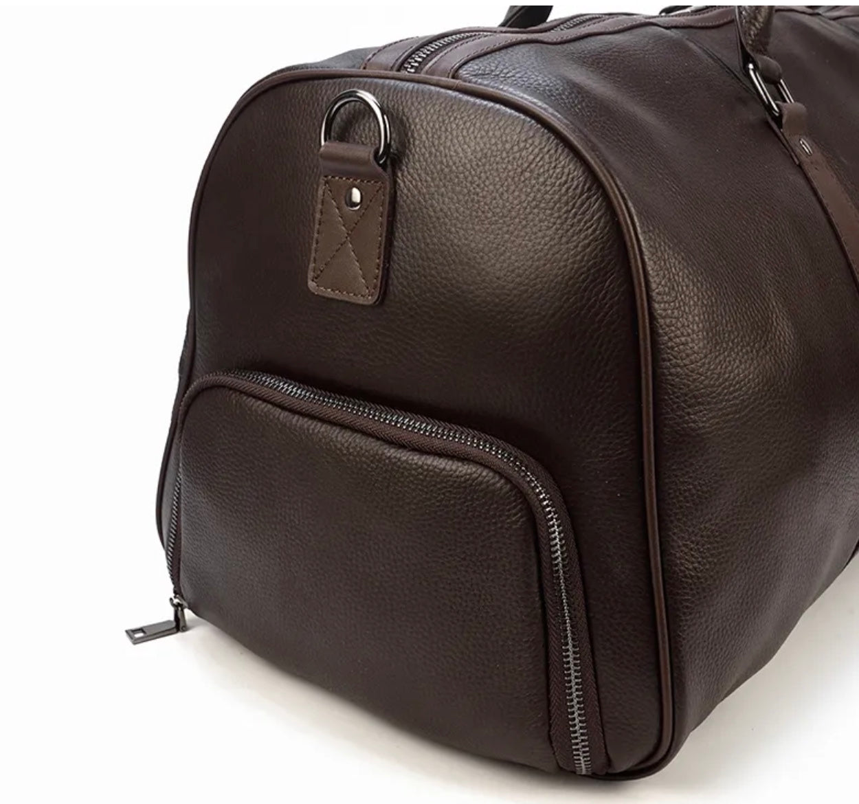 Genuine Leather Duffel - Brunette Brown