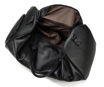 Genuine Leather Duffel - Midnight Black