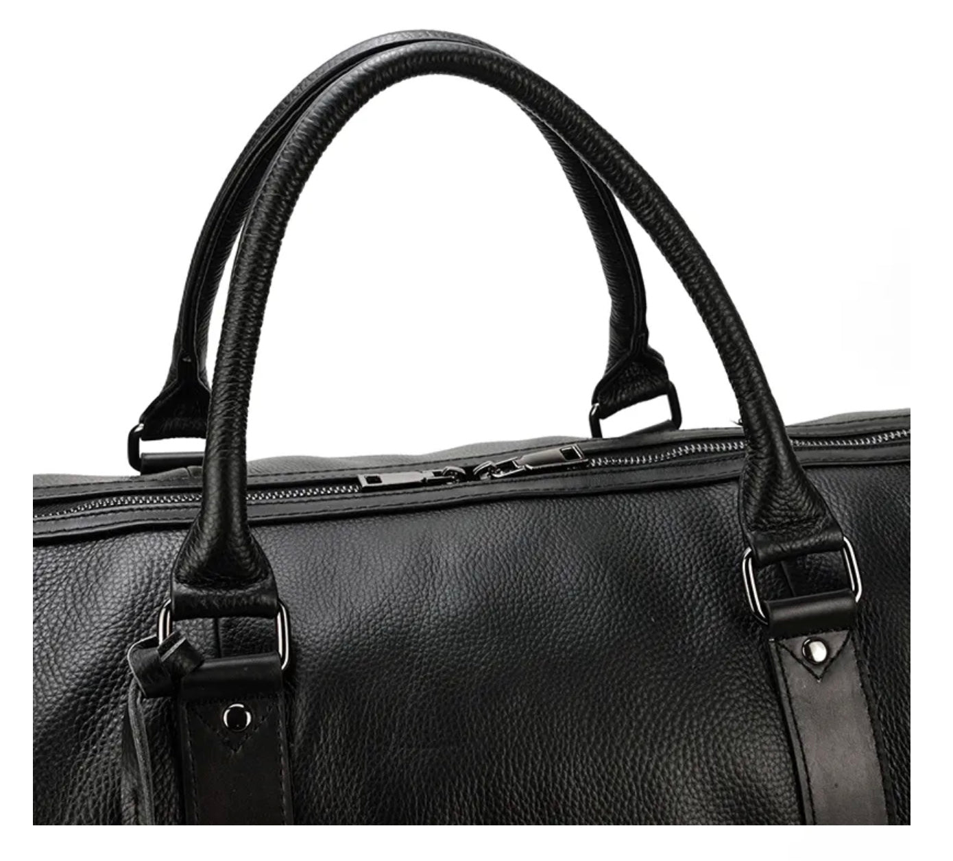 Genuine Leather Duffel - Midnight Black