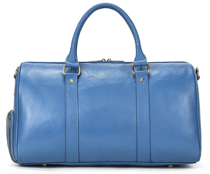 Genuine Leather Duffel - Sapphire Blue