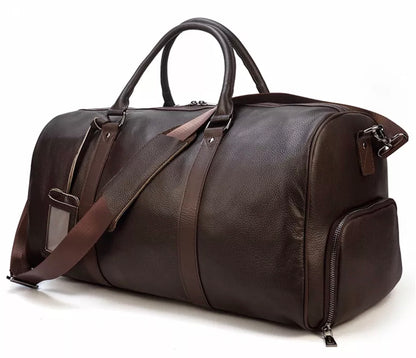 Genuine Leather Duffel - Brunette Brown