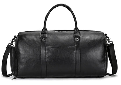 Genuine Leather Duffel - Midnight Black