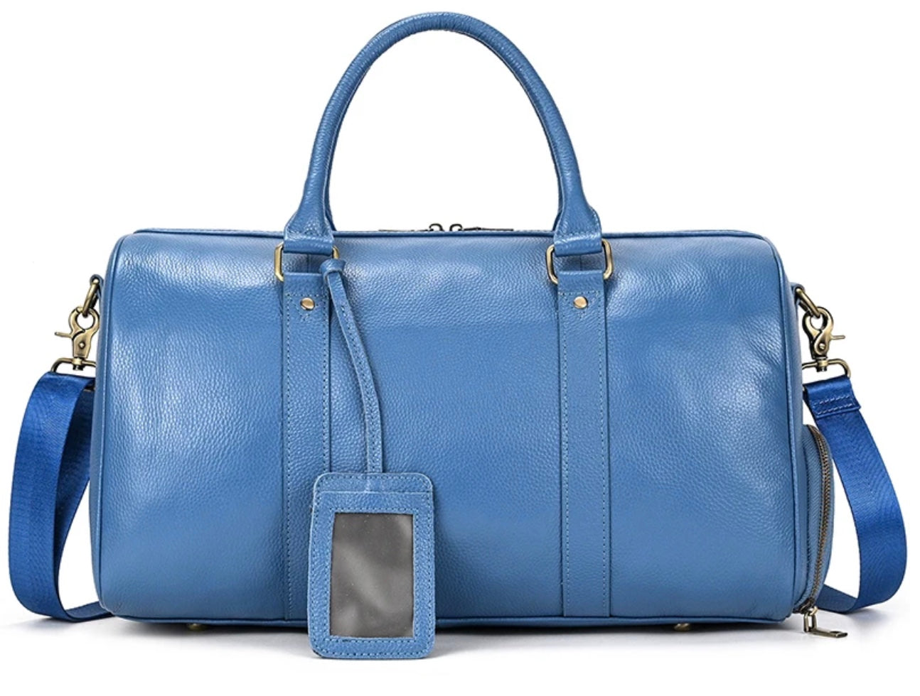 Genuine Leather Duffel - Sapphire Blue