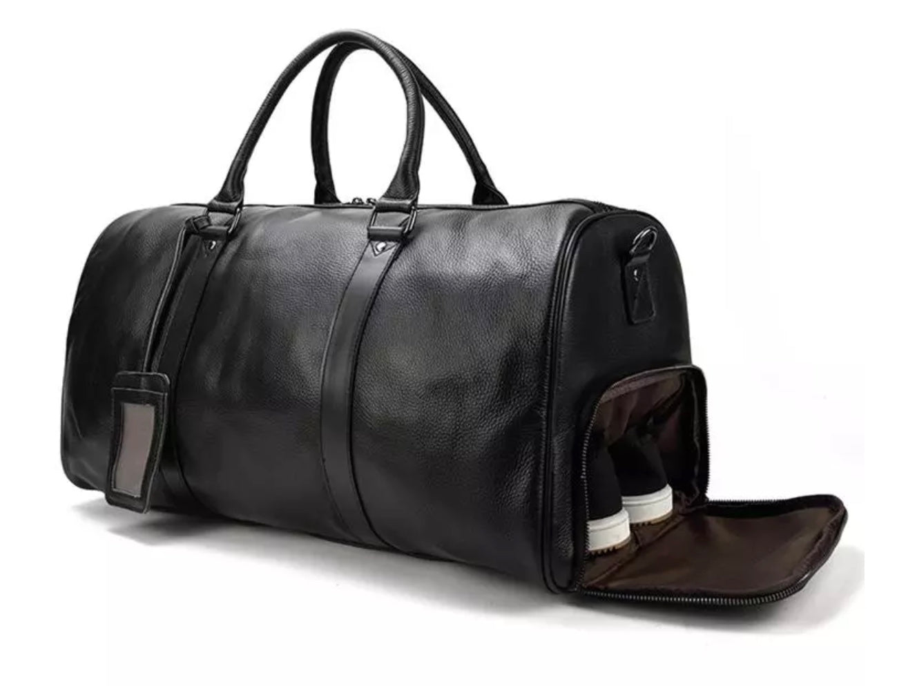 Genuine Leather Duffel - Midnight Black