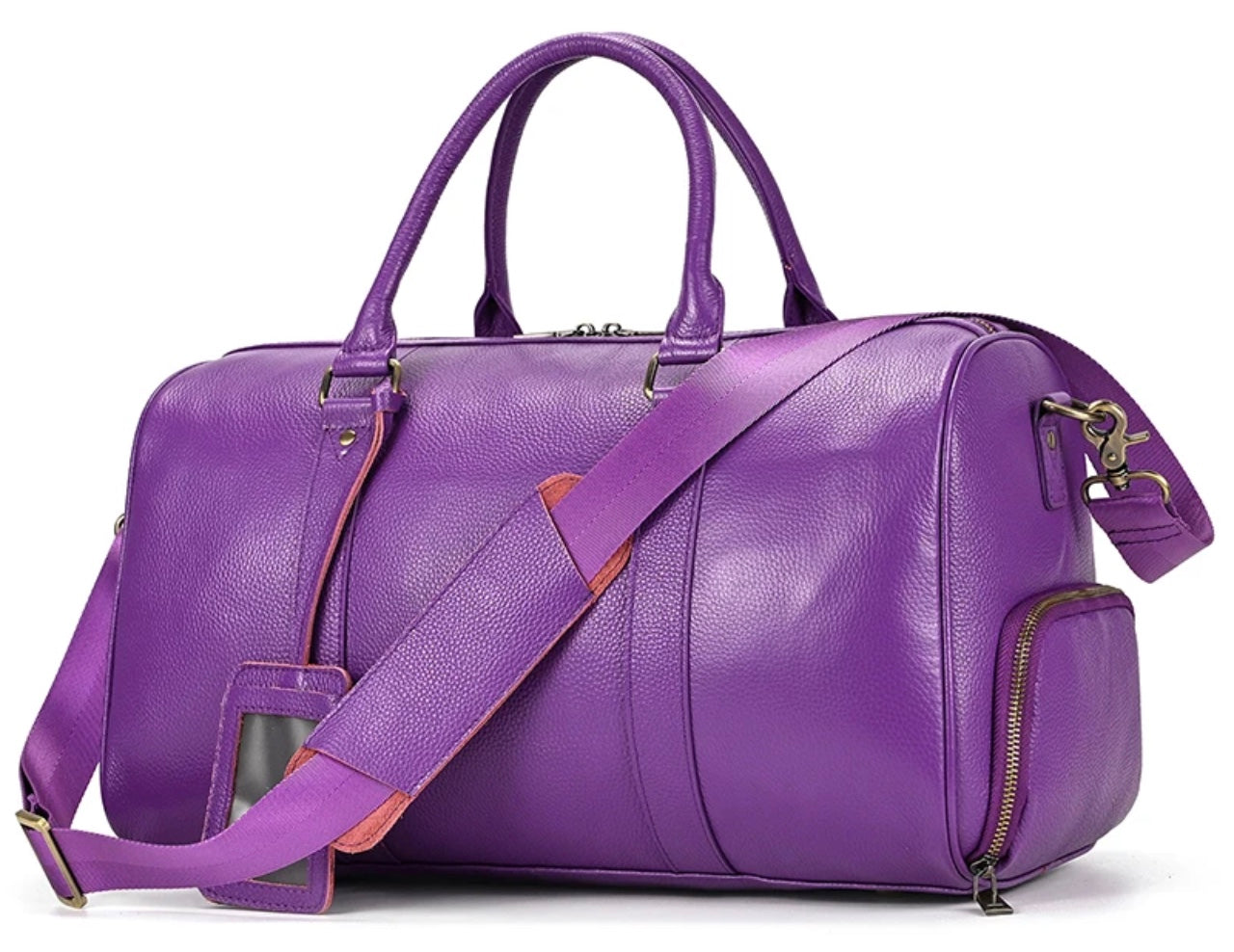 Genuine Leather Duffel - Twitch Purple