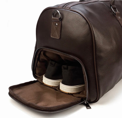 Genuine Leather Duffel - Brunette Brown