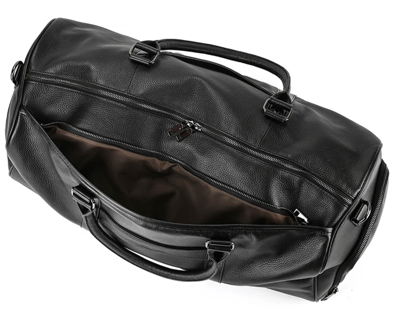 Genuine Leather Duffel - Midnight Black