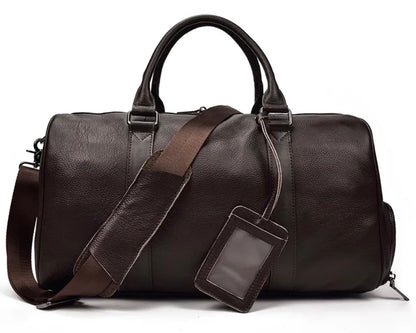 Genuine Leather Duffel - Brunette Brown